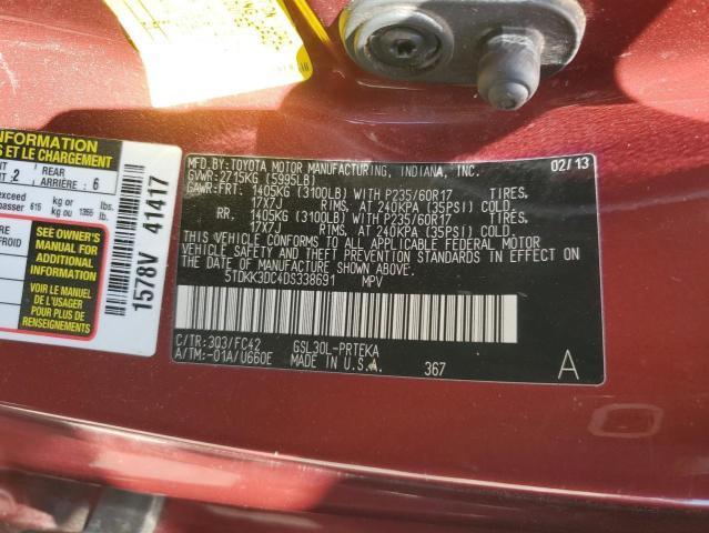 Photo 12 VIN: 5TDKK3DC4DS338691 - TOYOTA SIENNA LE 