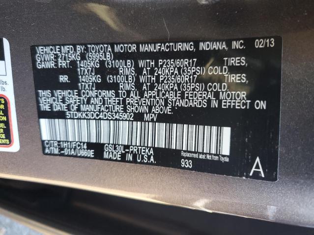 Photo 12 VIN: 5TDKK3DC4DS345902 - TOYOTA SIENNA LE 