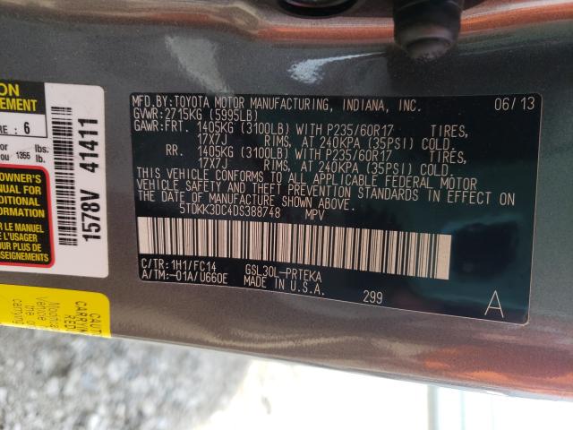 Photo 9 VIN: 5TDKK3DC4DS388748 - TOYOTA SIENNA LE 