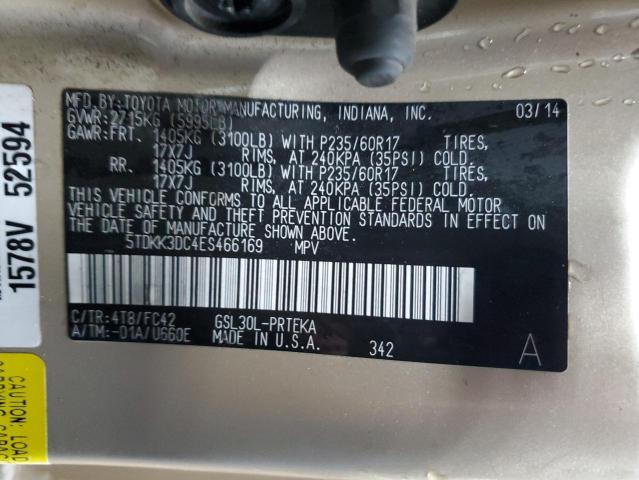 Photo 12 VIN: 5TDKK3DC4ES466169 - TOYOTA SIENNA LE 