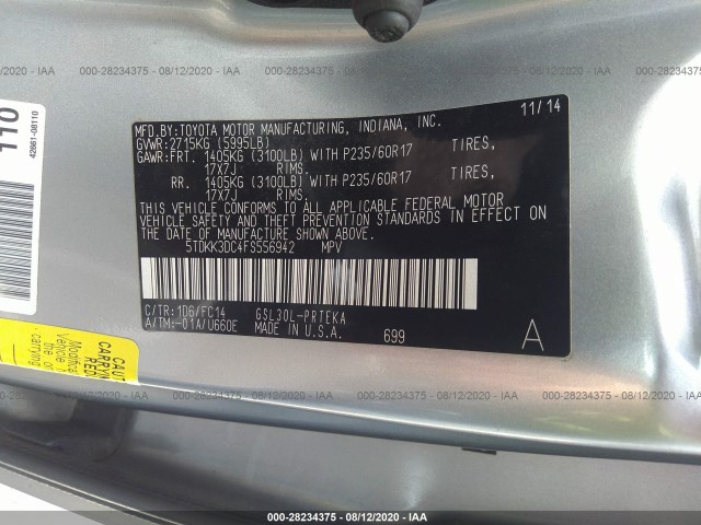 Photo 8 VIN: 5TDKK3DC4FS556942 - TOYOTA SIENNA 