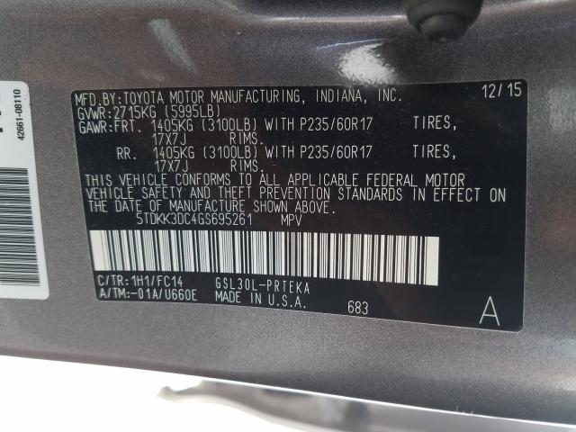 Photo 9 VIN: 5TDKK3DC4GS695261 - TOYOTA SIENNA LE 