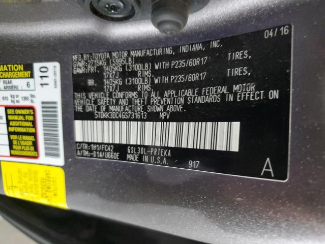 Photo 12 VIN: 5TDKK3DC4GS731613 - TOYOTA SIENNA LE 