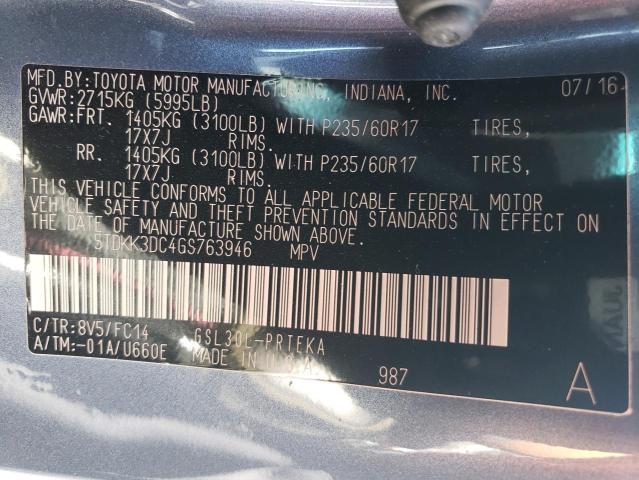 Photo 12 VIN: 5TDKK3DC4GS763946 - TOYOTA SIENNA LE 