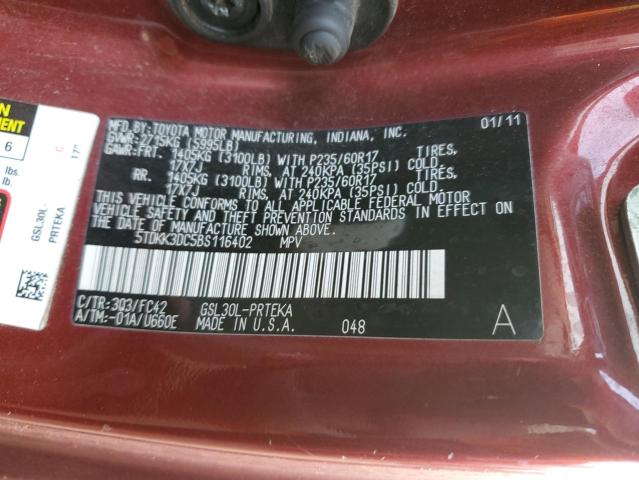 Photo 13 VIN: 5TDKK3DC5BS116402 - TOYOTA SIENNA LE 