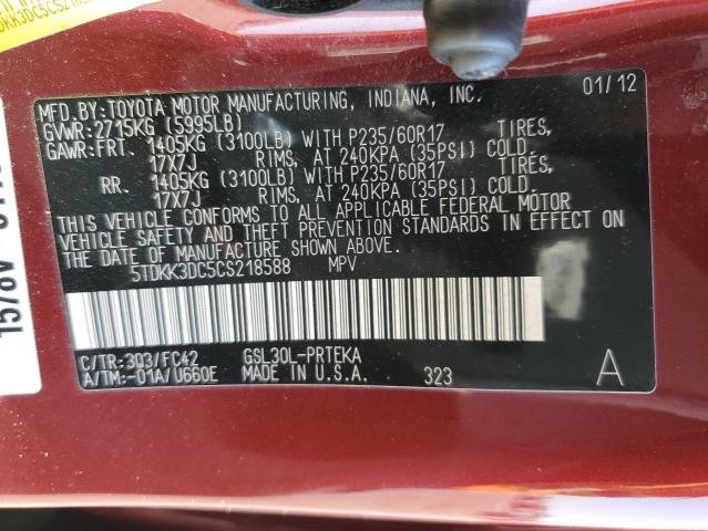 Photo 13 VIN: 5TDKK3DC5CS218588 - TOYOTA SIENNA LE 