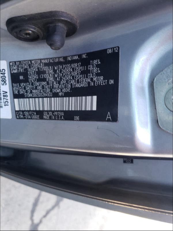 Photo 9 VIN: 5TDKK3DC5DS284933 - TOYOTA SIENNA LE 