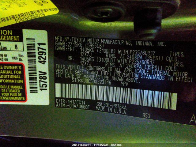 Photo 8 VIN: 5TDKK3DC5DS323116 - TOYOTA SIENNA 