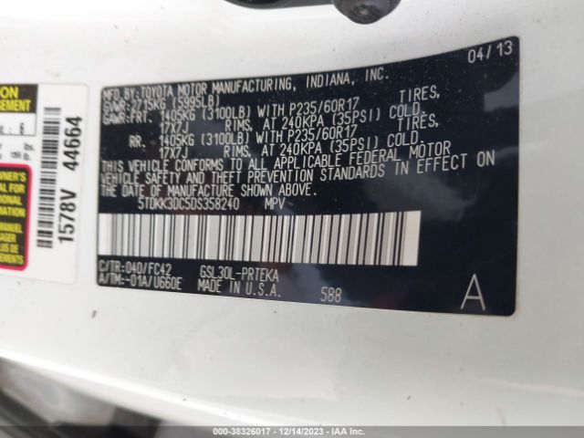 Photo 8 VIN: 5TDKK3DC5DS358240 - TOYOTA SIENNA 