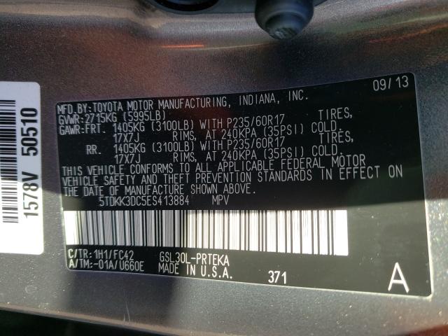 Photo 9 VIN: 5TDKK3DC5ES413884 - TOYOTA SIENNA LE 