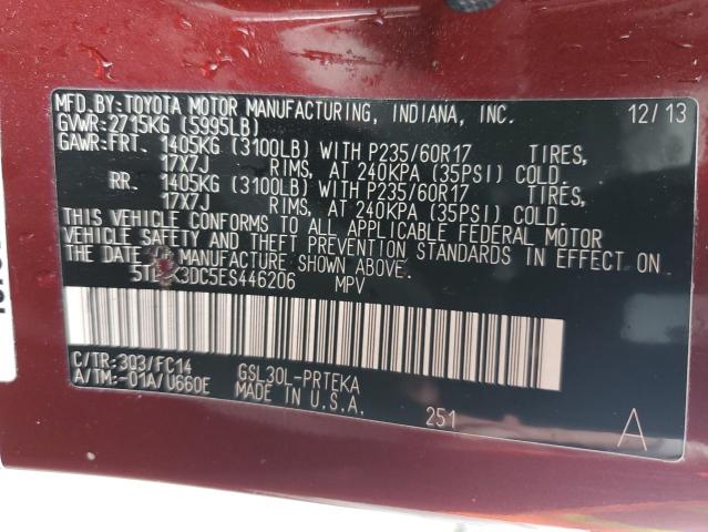 Photo 12 VIN: 5TDKK3DC5ES446206 - TOYOTA SIENNA LE 