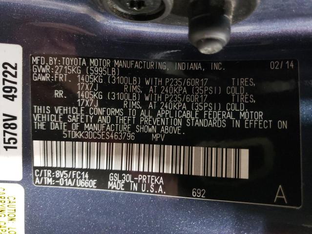 Photo 13 VIN: 5TDKK3DC5ES463796 - TOYOTA SIENNA LE 