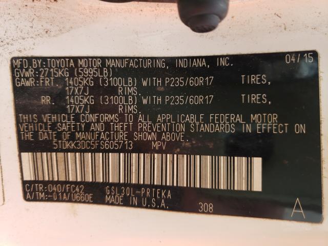 Photo 9 VIN: 5TDKK3DC5FS605713 - TOYOTA SIENNA LE 