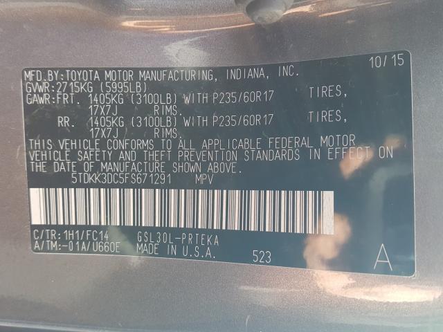 Photo 9 VIN: 5TDKK3DC5FS671291 - TOYOTA SIENNA LE 