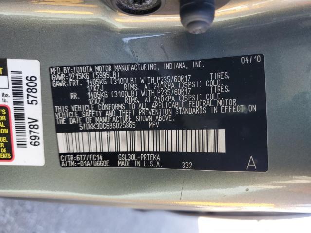 Photo 11 VIN: 5TDKK3DC6BS025865 - TOYOTA SIENNA LE 