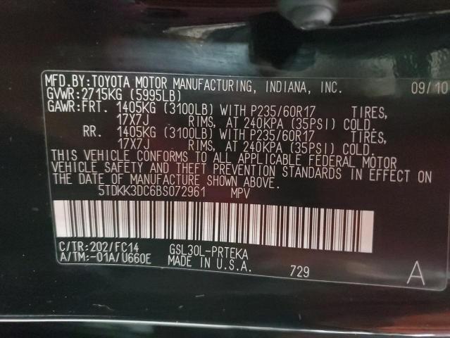 Photo 12 VIN: 5TDKK3DC6BS072961 - TOYOTA SIENNA LE 