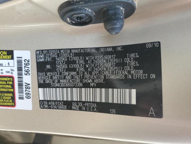 Photo 12 VIN: 5TDKK3DC6BS073396 - TOYOTA SIENNA LE 