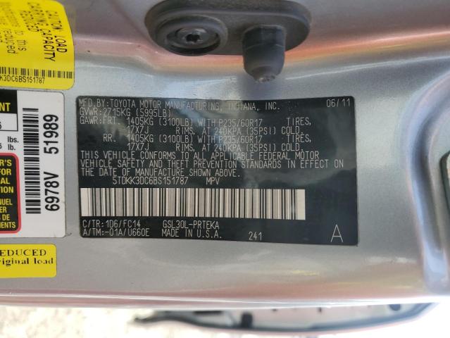 Photo 13 VIN: 5TDKK3DC6BS151787 - TOYOTA SIENNA LE 