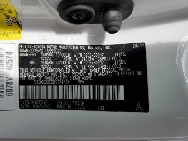 Photo 12 VIN: 5TDKK3DC6BS174714 - TOYOTA SIENNA LE 