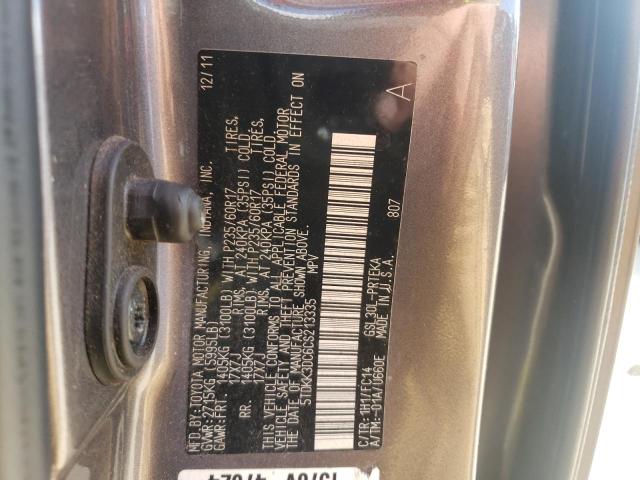 Photo 12 VIN: 5TDKK3DC6CS213335 - TOYOTA SIENNA LE 