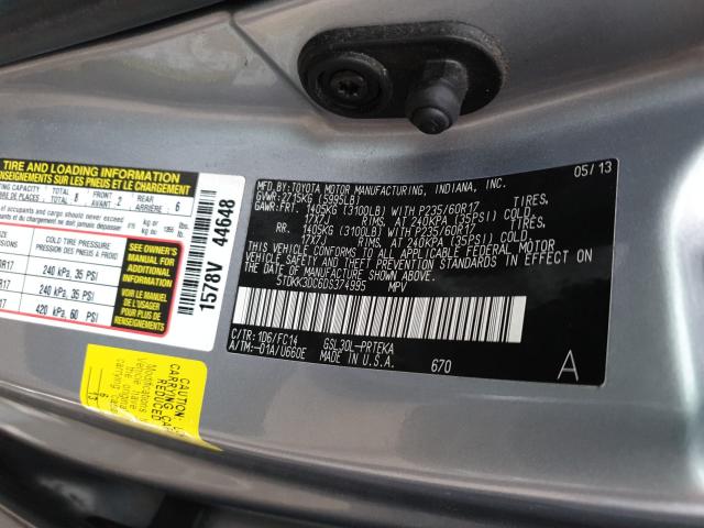 Photo 9 VIN: 5TDKK3DC6DS374995 - TOYOTA SIENNA LE 