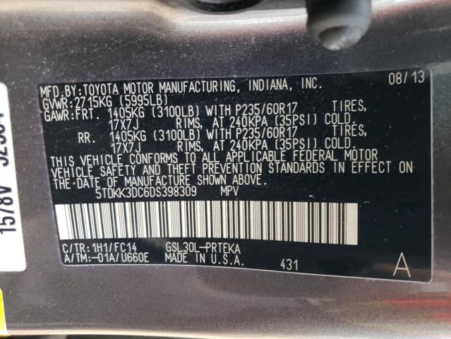 Photo 12 VIN: 5TDKK3DC6DS398309 - TOYOTA SIENNA LE 