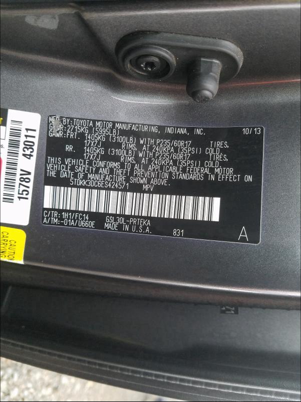 Photo 9 VIN: 5TDKK3DC6ES424571 - TOYOTA SIENNA LE 