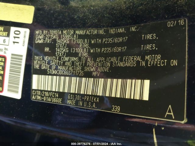 Photo 8 VIN: 5TDKK3DC6GS711735 - TOYOTA SIENNA 