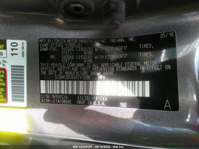 Photo 8 VIN: 5TDKK3DC6GS741298 - TOYOTA SIENNA 