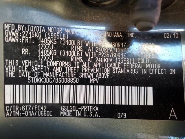 Photo 12 VIN: 5TDKK3DC7BS008850 - TOYOTA SIENNA LE 