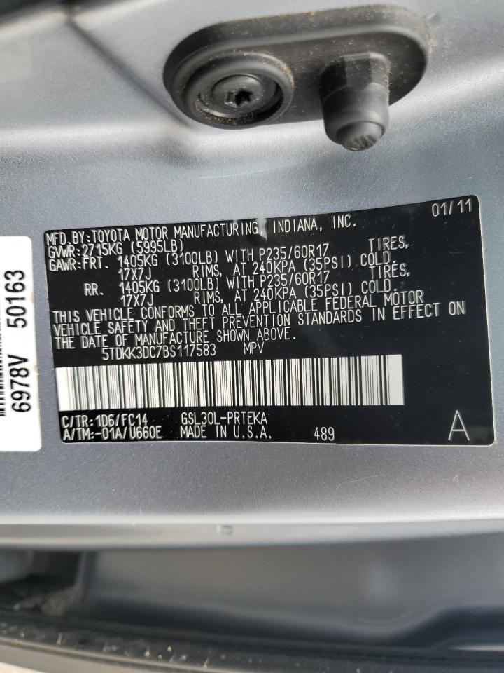 Photo 12 VIN: 5TDKK3DC7BS117583 - TOYOTA SIENNA 