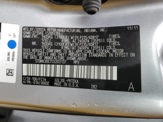 Photo 12 VIN: 5TDKK3DC7CS203137 - TOYOTA SIENNA LE 