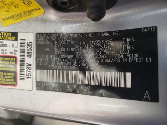 Photo 9 VIN: 5TDKK3DC7CS245856 - TOYOTA SIENNA LE 