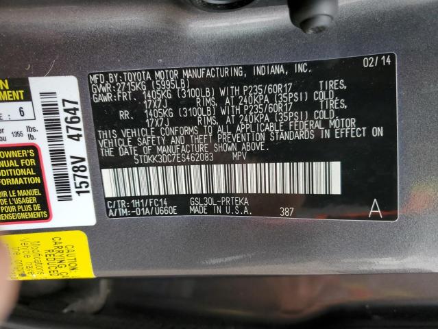 Photo 12 VIN: 5TDKK3DC7ES462083 - TOYOTA SIENNA LE 