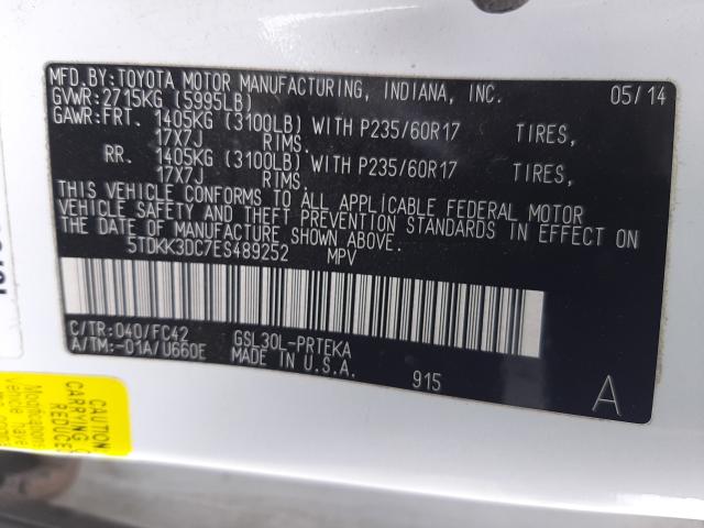 Photo 9 VIN: 5TDKK3DC7ES489252 - TOYOTA SIENNA LE 