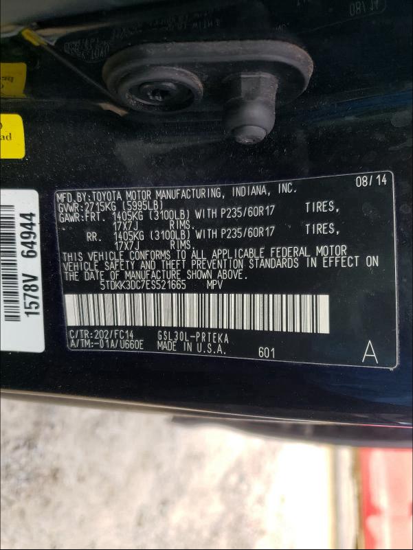 Photo 9 VIN: 5TDKK3DC7ES521665 - TOYOTA SIENNA LE 