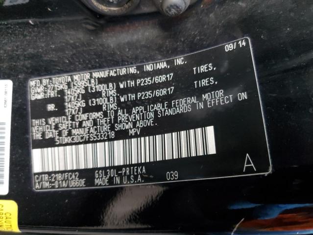 Photo 12 VIN: 5TDKK3DC7FS533218 - TOYOTA SIENNA LE 