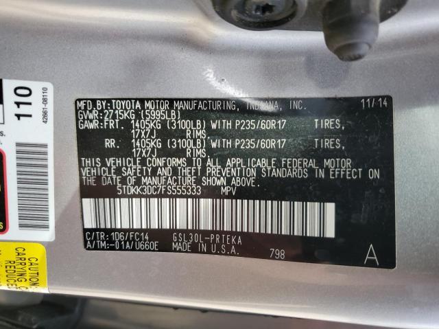 Photo 9 VIN: 5TDKK3DC7FS555333 - TOYOTA SIENNA 