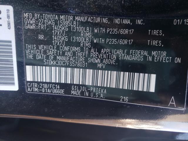 Photo 9 VIN: 5TDKK3DC7FS578031 - TOYOTA SIENNA LE 