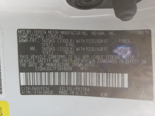 Photo 9 VIN: 5TDKK3DC7FS648059 - TOYOTA SIENNA LE 