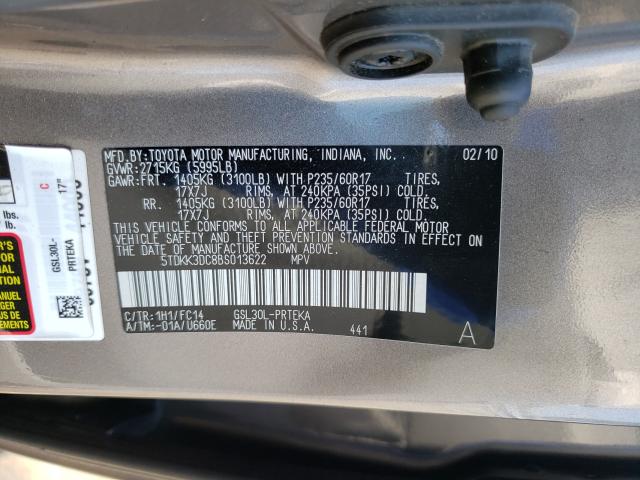 Photo 9 VIN: 5TDKK3DC8BS013622 - TOYOTA SIENNA LE 