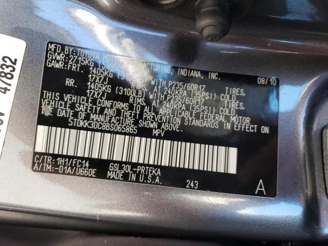 Photo 12 VIN: 5TDKK3DC8BS065865 - TOYOTA SIENNA LE 