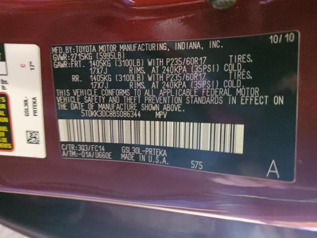 Photo 12 VIN: 5TDKK3DC8BS086344 - TOYOTA SIENNA LE 