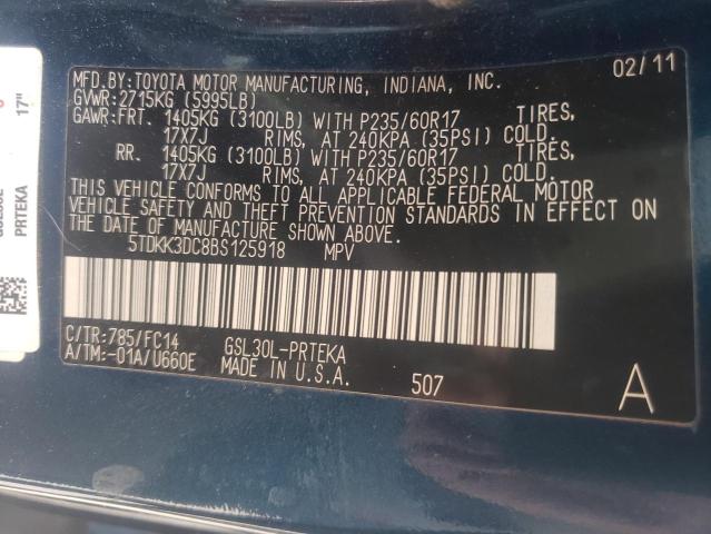 Photo 12 VIN: 5TDKK3DC8BS125918 - TOYOTA SIENNA LE 