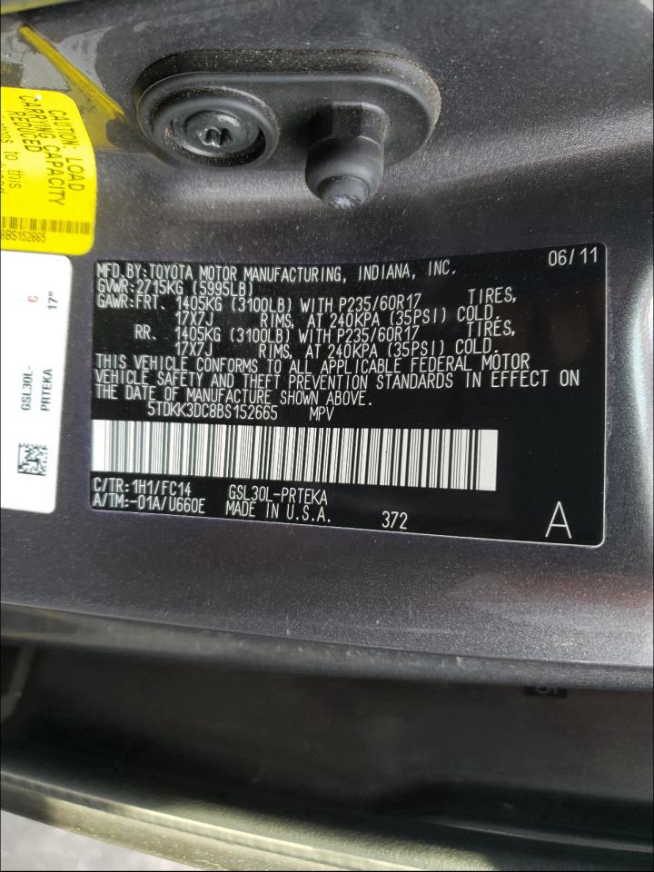 Photo 9 VIN: 5TDKK3DC8BS152665 - TOYOTA SIENNA LE 