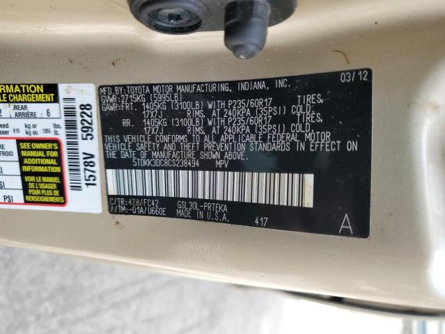 Photo 12 VIN: 5TDKK3DC8CS238494 - TOYOTA SIENNA LE 