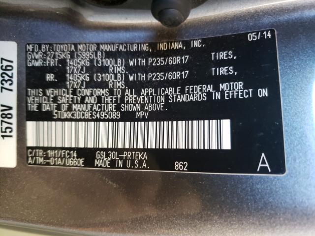 Photo 9 VIN: 5TDKK3DC8ES495089 - TOYOTA SIENNA LE 