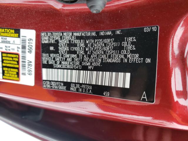 Photo 9 VIN: 5TDKK3DC9BS015413 - TOYOTA SIENNA LE 