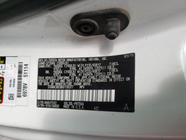 Photo 9 VIN: 5TDKK3DC9BS118377 - TOYOTA SIENNA LE 