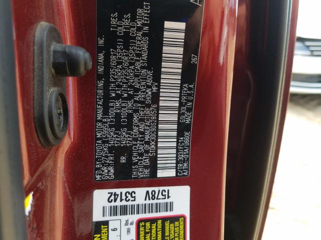 Photo 9 VIN: 5TDKK3DC9DS280576 - TOYOTA SIENNA LE 